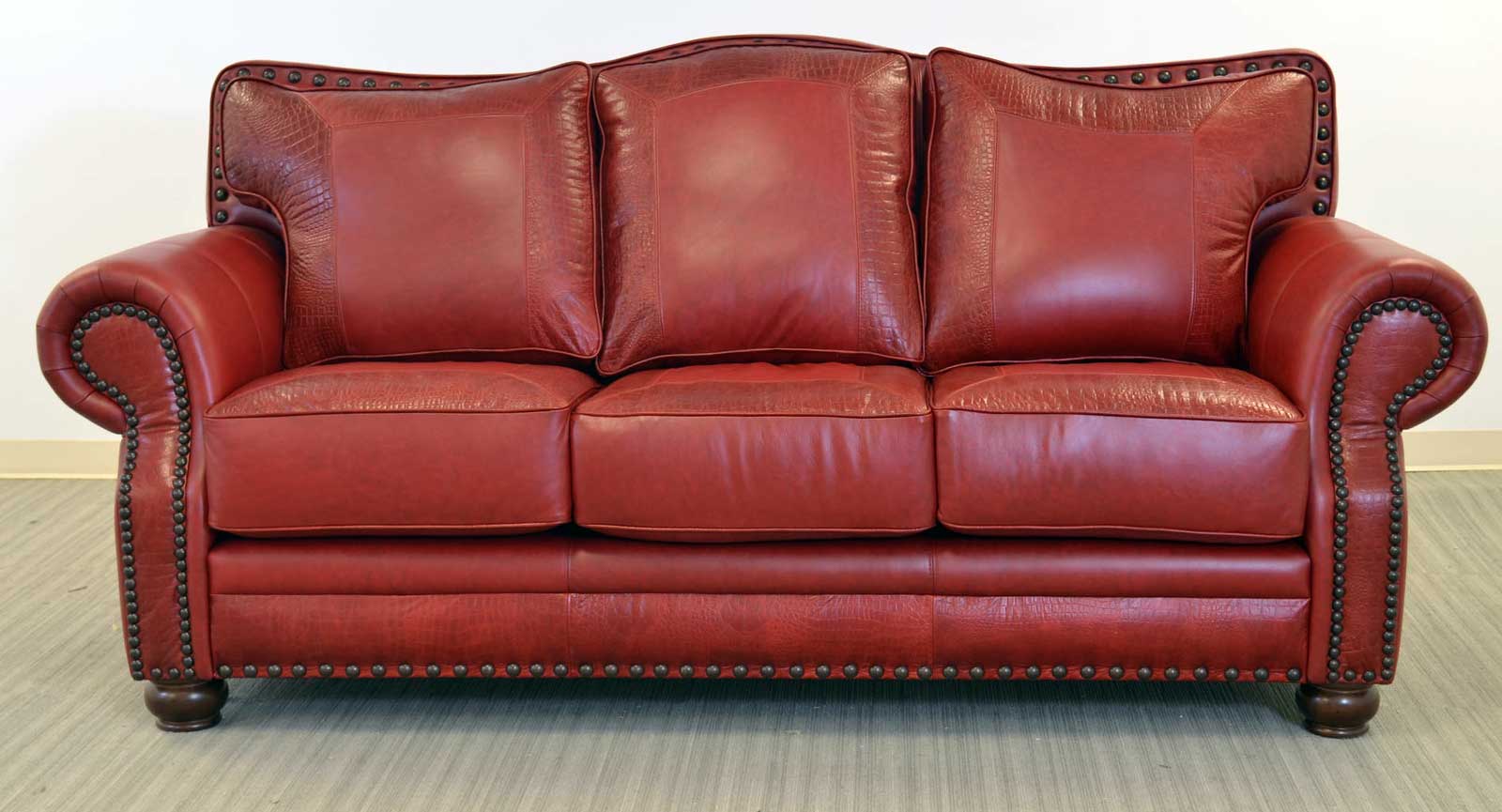 The Reno Sofa-Embosed-Nailheads-Red (Karol_Kennedy) - Ranch & Co Interiors